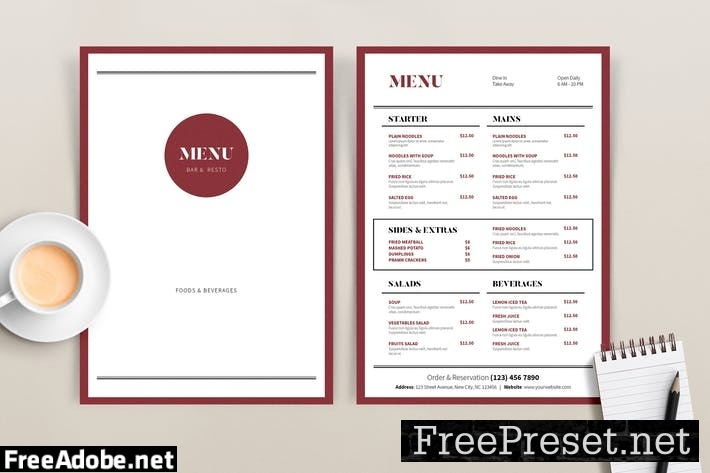 Menu Red Dot Template 7BHNB8D