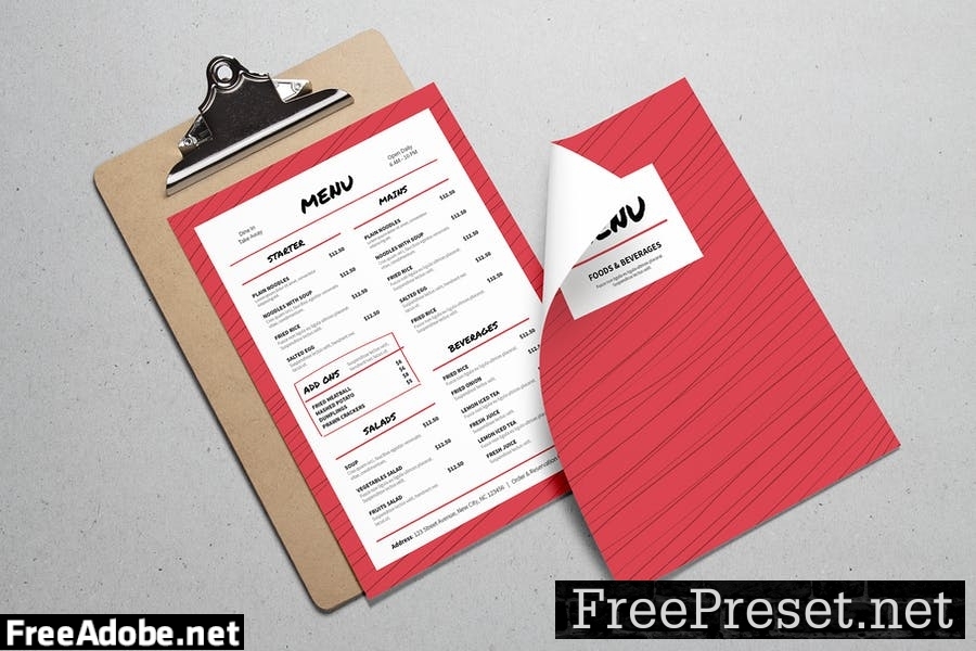 Menu Red Lines Template