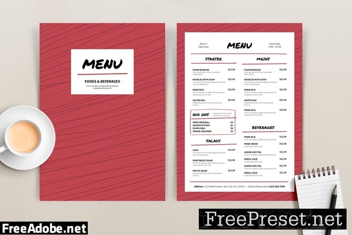 Menu Red Lines Template GCYF6VN