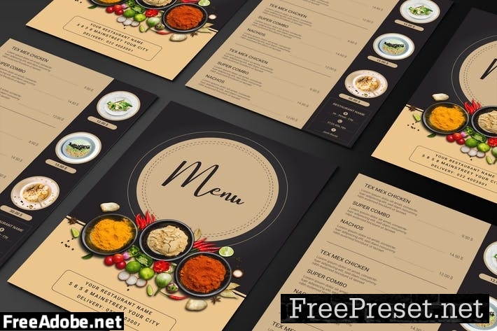 Menu Restaurant Food Two Sided Menu List 22DXYHF