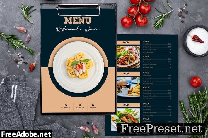 Menu Restaurant Two Sided Menu List Template W8S5XP4