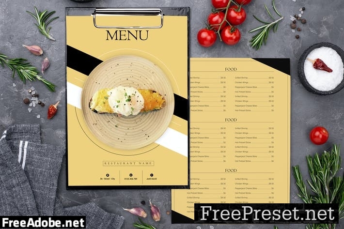 Menu Restaurant Two Sided Menu List Template CV22DLB