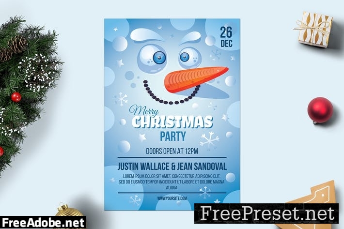 Merry Christmas Poster With Snowman VSAH4L