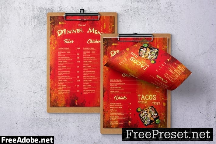 Mexican Cuisine Single Page A4 & US Letter Menu GDKMNV2