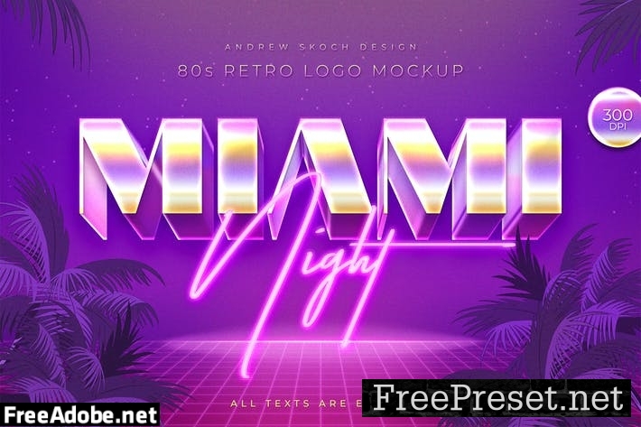 Miami - 80s Retro Logo Mockup 6CKB57X