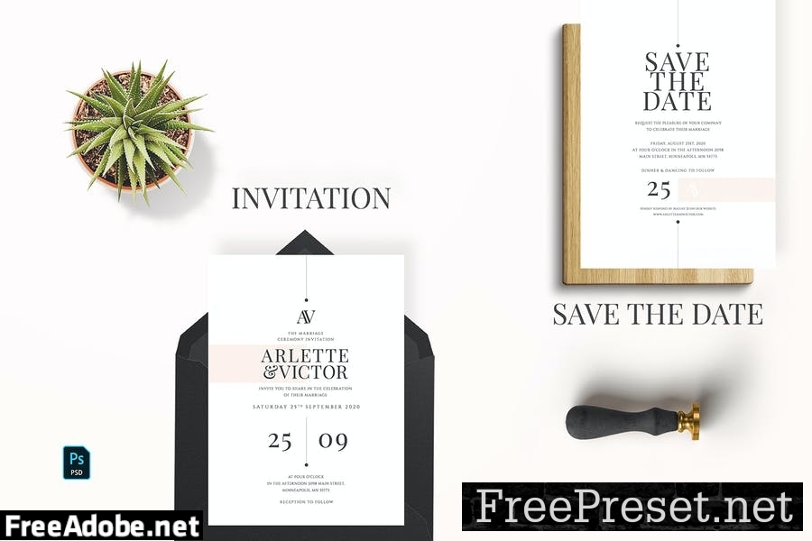 Minimal Blush Wedding Invitation YGGNLWQ