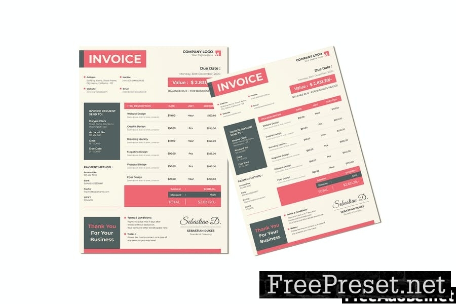 Minimal Desk Invoice