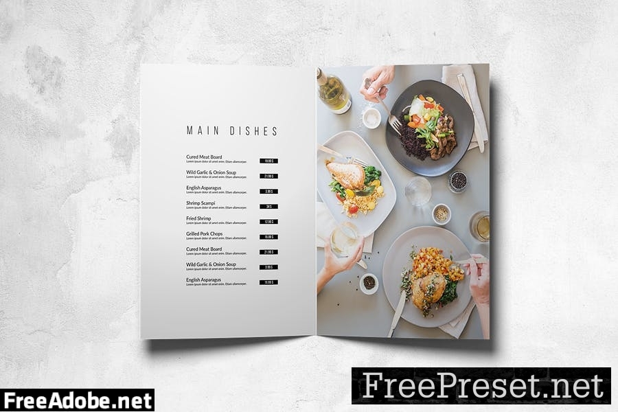 Minimal Elegant Food Menu Design A4 & US Letter 47FRS9Z