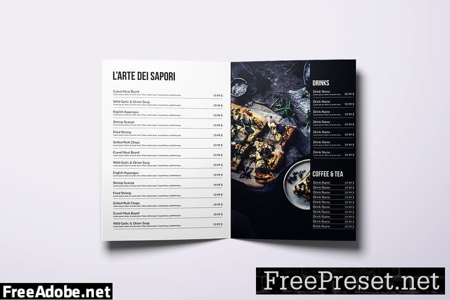 Minimal Modern Bifold A4 & US Letter Food Menu WFYBKYK