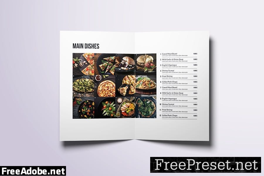 Minimal Modern Bifold A4 & US Letter Food Menu WFYBKYK