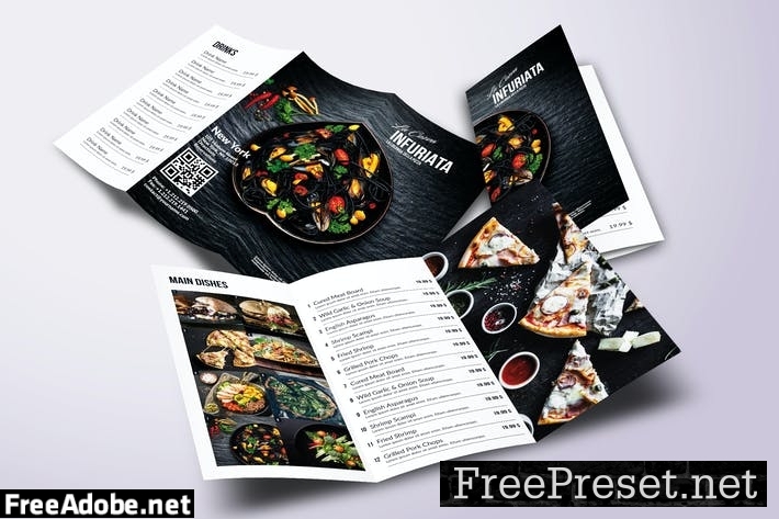 Minimal Modern Trifold A4 & US Letter Food Menu GA5NR6F