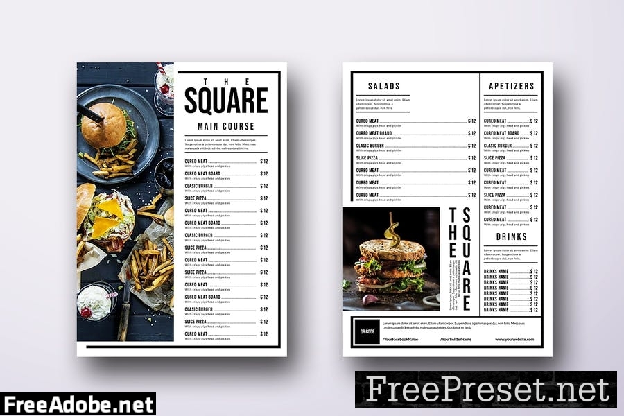 Minimal Single Page A4 & US Letter Menu Bundle