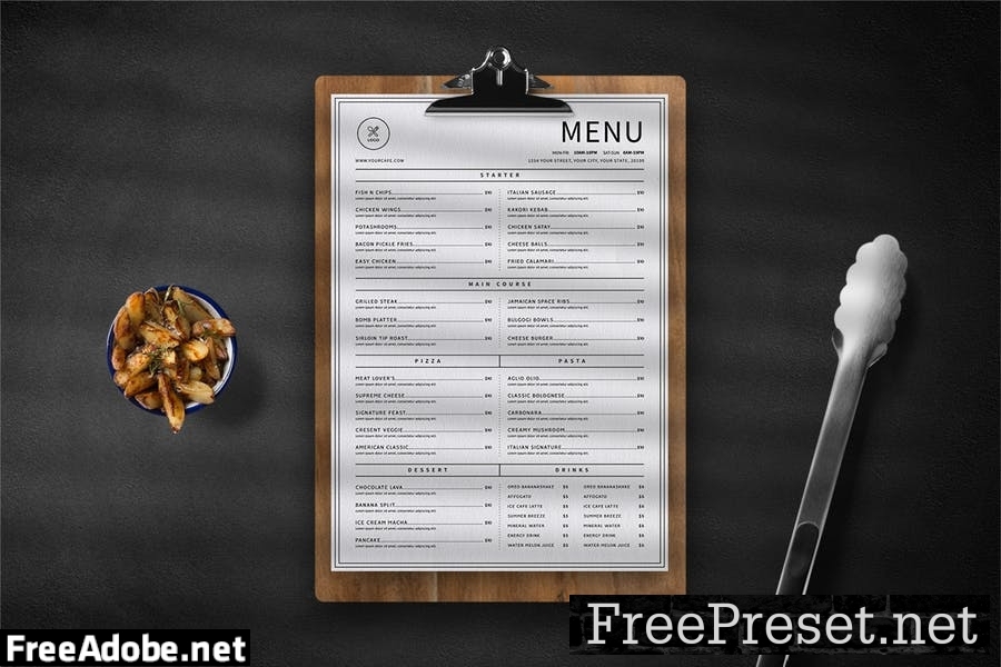 Minimalist Food Menu AALL3PU