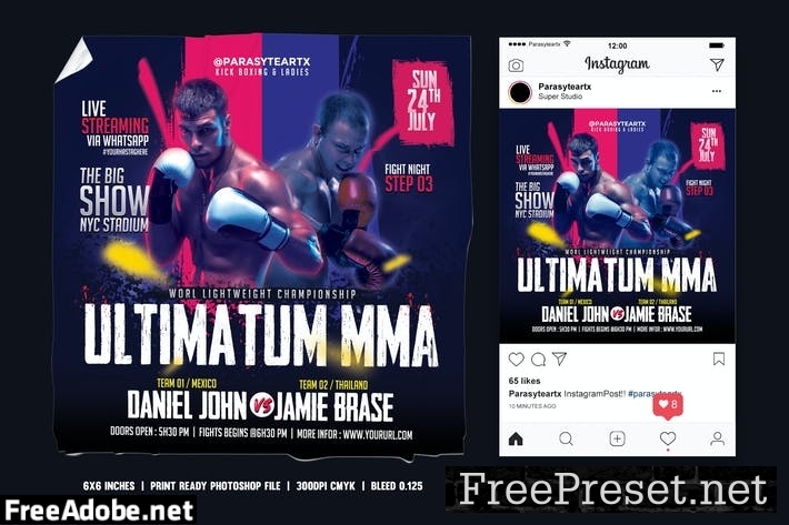 MMA Square Flyer & Instagram Post KJ8CF3N