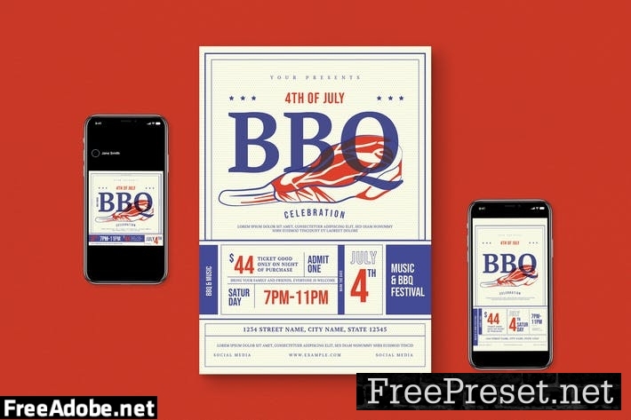 Modern 4th of July BBQ Flyer Pack VJE89KC