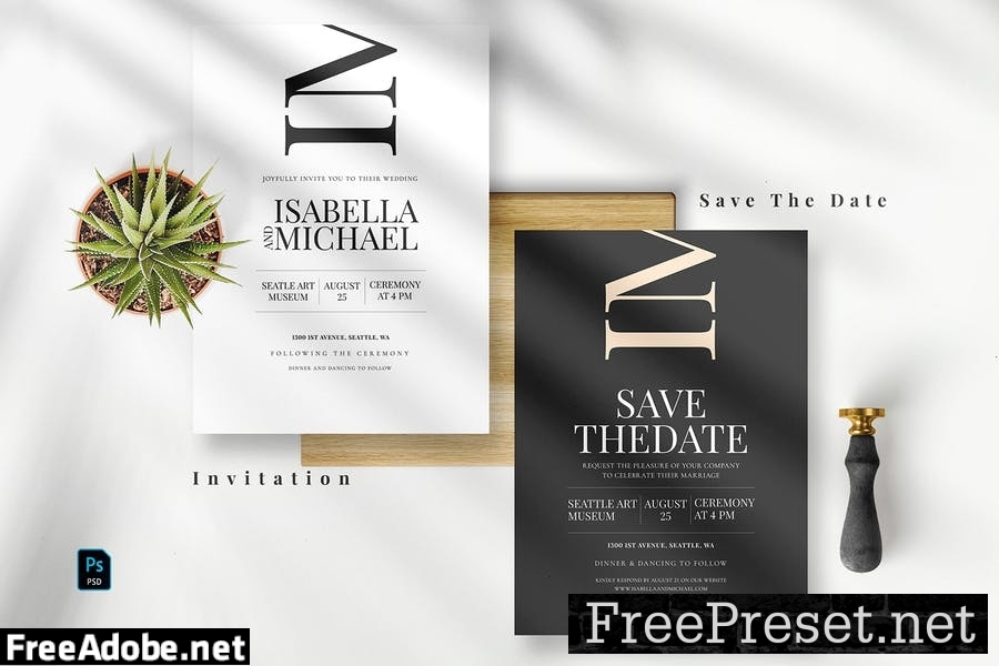 Modern Black Invitation Set AE WUVBHC5