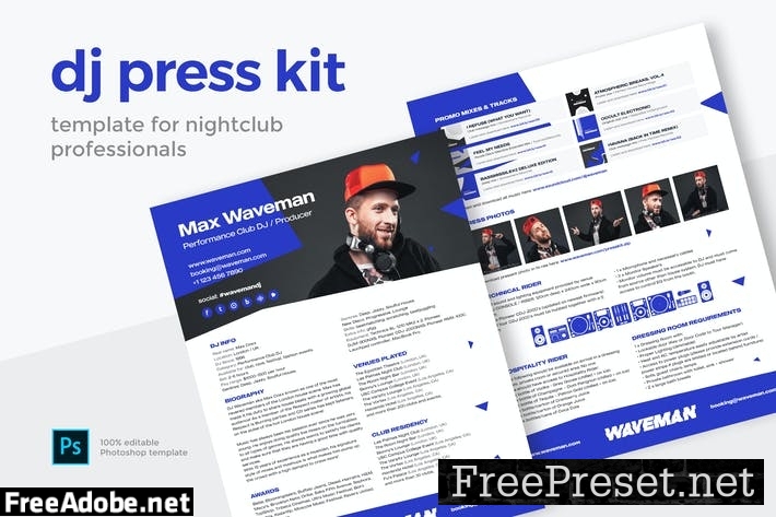 Modern DJ Press Kit / Resume / Rider Template NA4EKH2