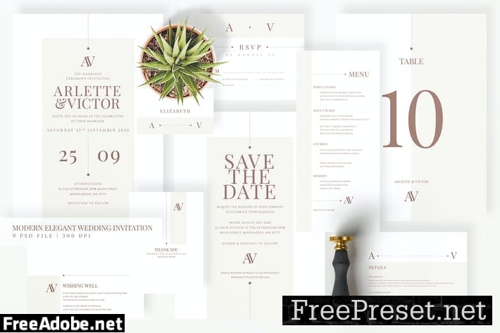 Modern Elegant Wedding Invitation 69NKQJK