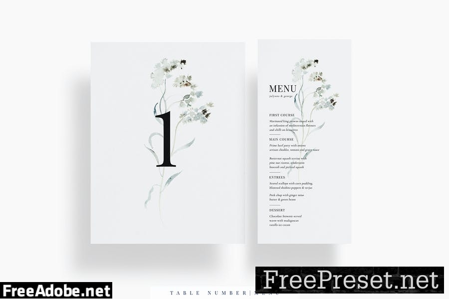 Modern Floral Wedding Invitation Set EZ 4TAG2SH