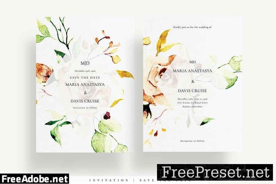 Modern Flower Wedding Invitation Set EZ AV9PJM9