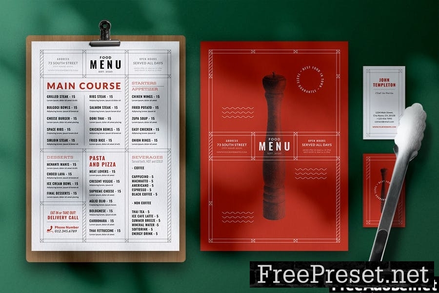 Modern Food Menu