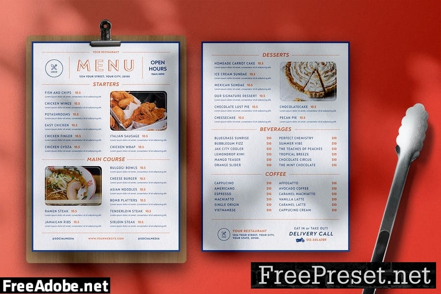 Modern Food Menu