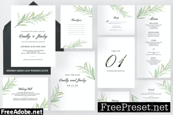 Modern Green Leaf Wedding Suite NW5B8K2