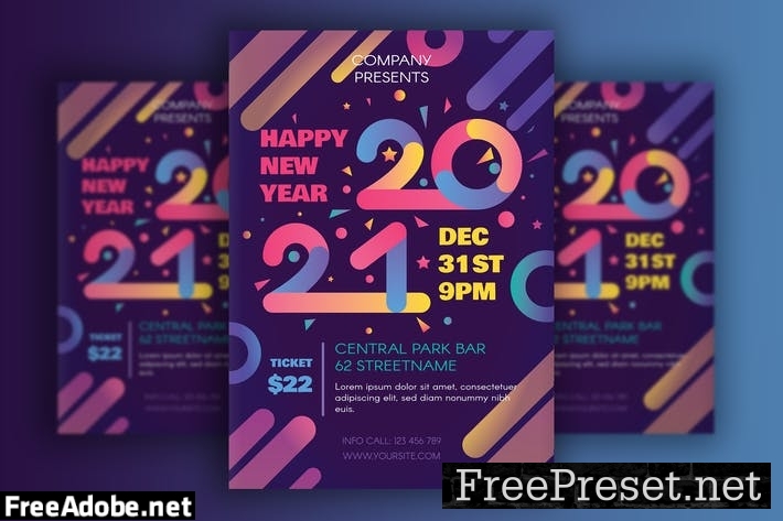 Modern Happy 2021 New Year Poster 9UBR33E