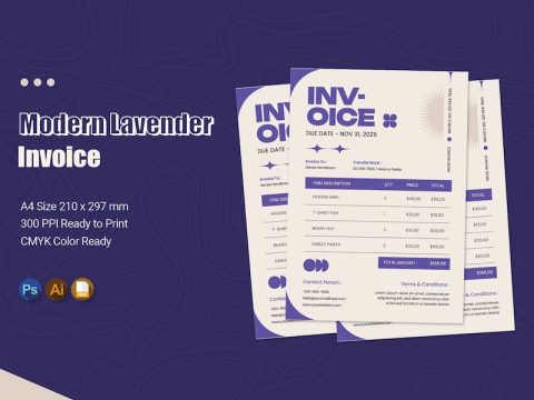 Modern Lavender Invoice 7WG2PTN