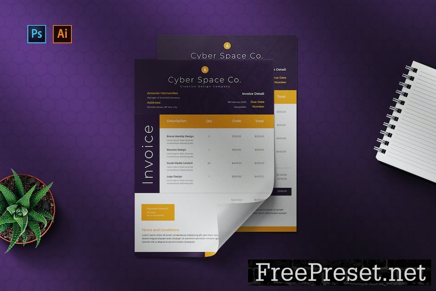 Modern Purple - Invoice Template KGR7F3B