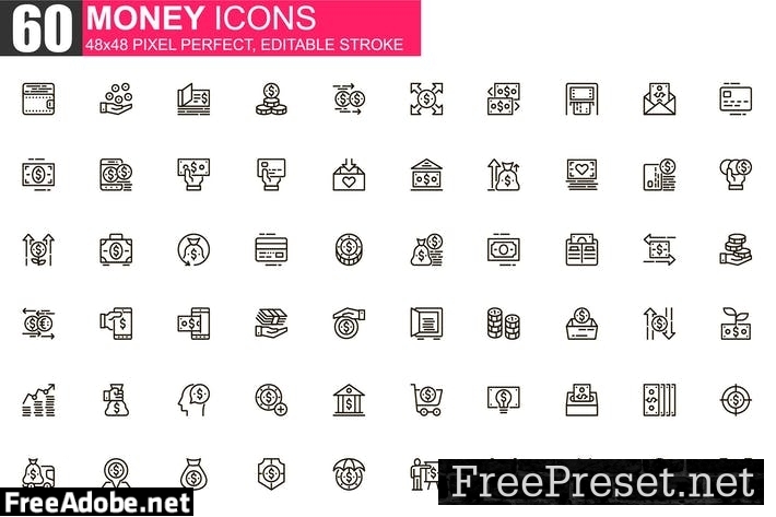 Money Thin Line Icons Pack RKLDXC5