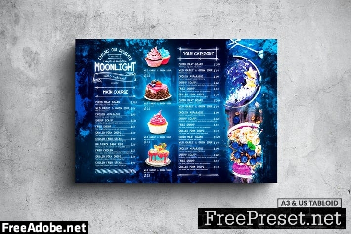 Moonlight Bakery Menu - A3 & US Tabloid Poster PQHPWU2