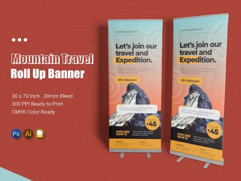 Mountain Travel Roll Up Banner MZRP6NX