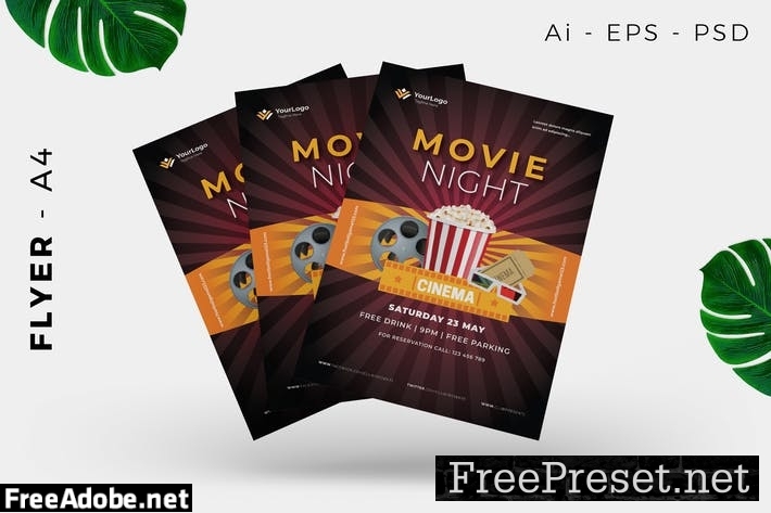 Movie Night Event Flyer Design LK7JW5Q