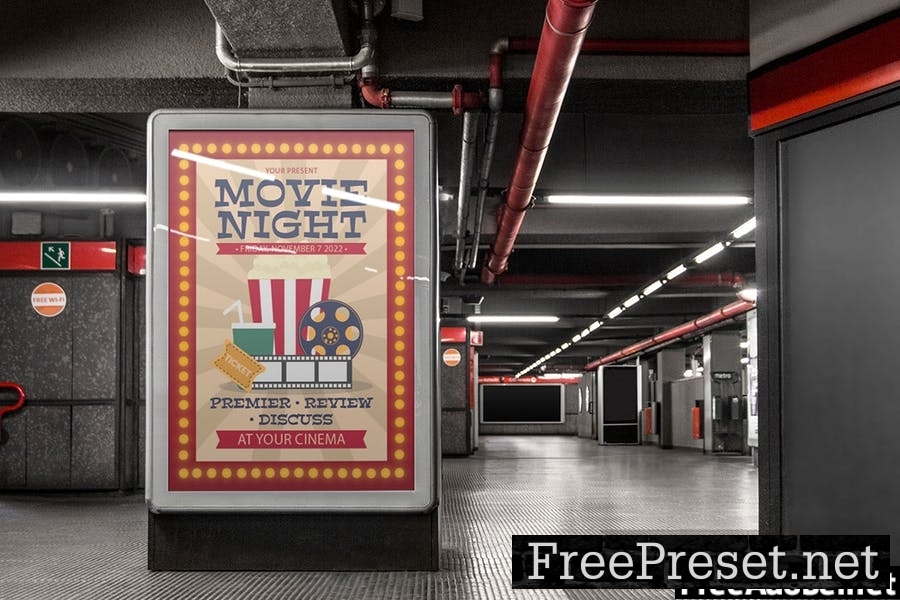 Movie Night Premier - Illustration Flyer Template