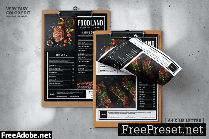 Multipurpose Food Menu Design A4 & US Letter KVBXK84