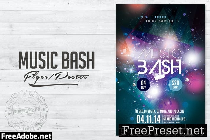 Music Bash Flyer Poster RWBPV4