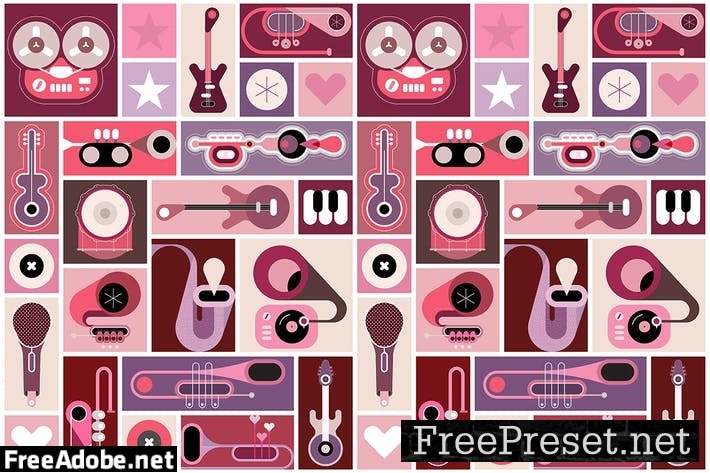 Music Instruments Pop Art vector illustration EFETY7M