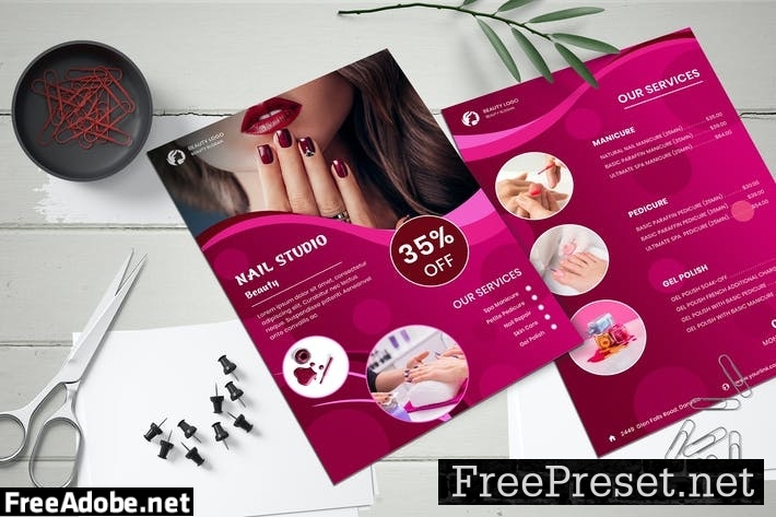 Nail Studio Flyer Two Sided Price List Template 5NR4XJK