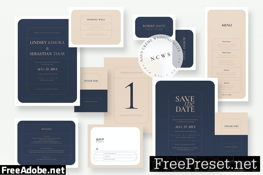 Navy Creme Wedding Suite AE