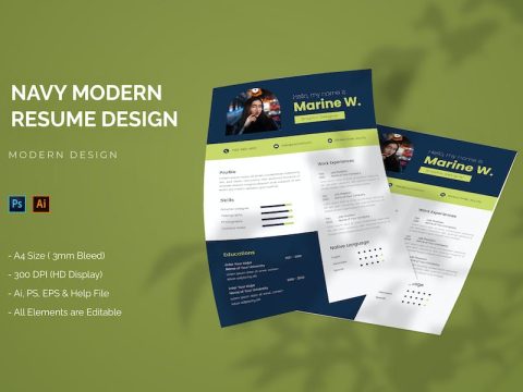 Navy Modern - Resume Template XL6P369