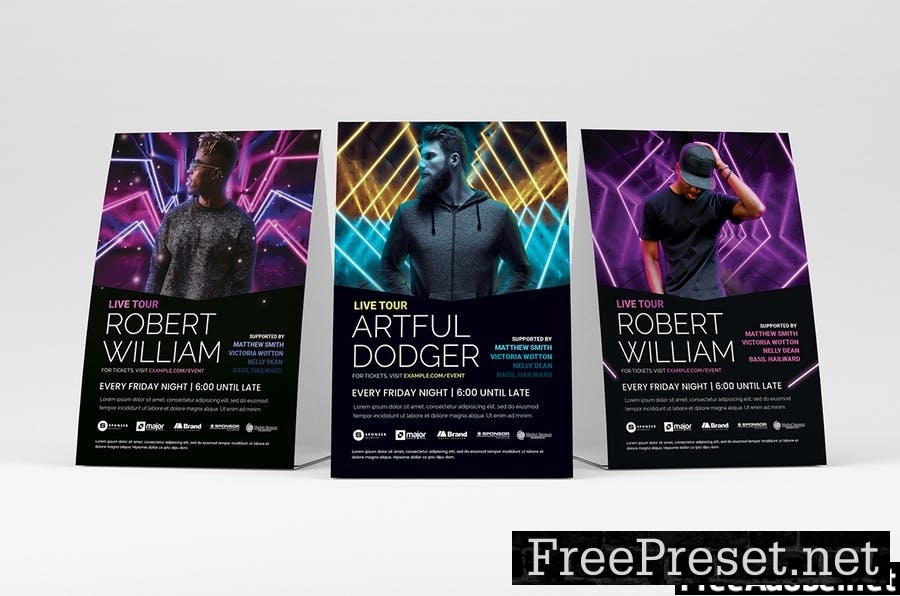 Neon DJ Flyer Templates