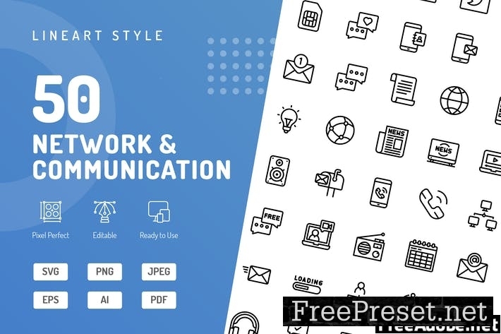 Network & Communication Line Icons WV2XEWA