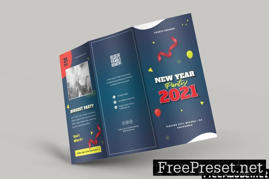 New Year Party Brochure Trifold GLCCS3Y