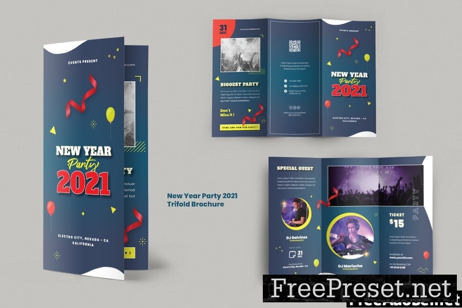 New Year Party Brochure Trifold GLCCS3Y