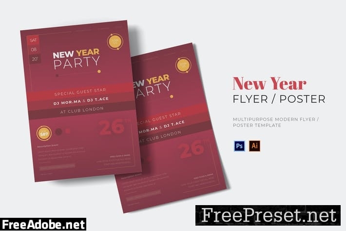 New Year Party Flyer  A9W8F6V