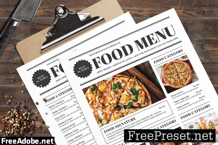 Newspaper Food Menu TBCYED6