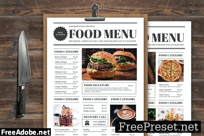 Newspaper Food Menu TBCYED6