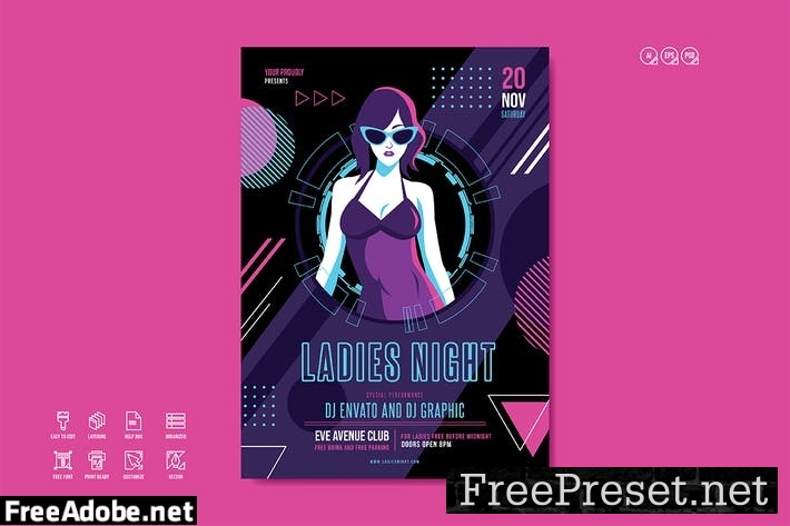 NIght Party Flyer E4BQSKS