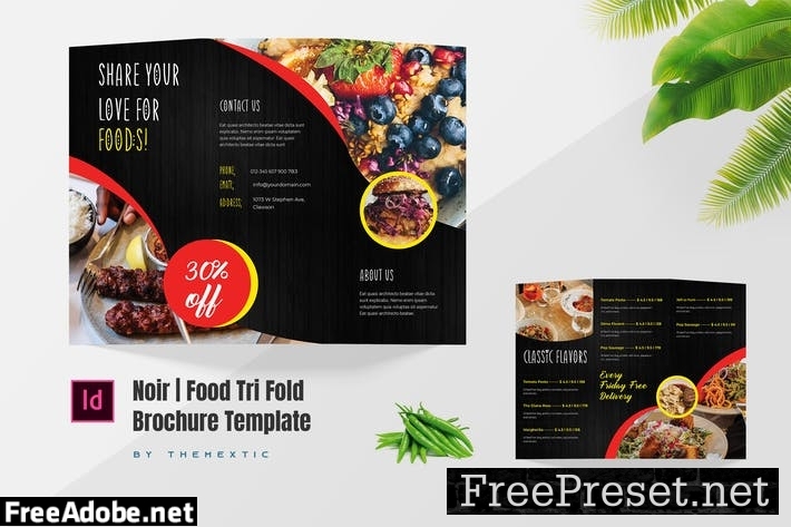 Noir | Food Tri-Fold Brochure Template Design 6PS7CSS